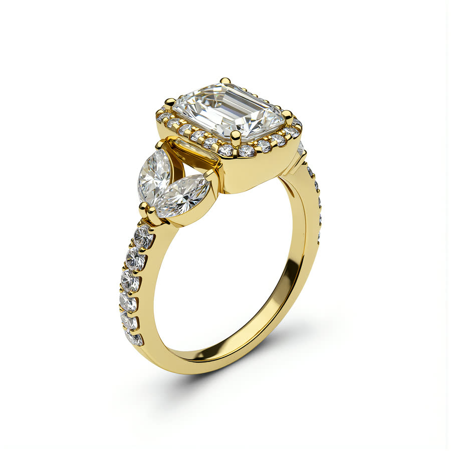 14K Yellow Gold Lab diamond Ring · R-0008