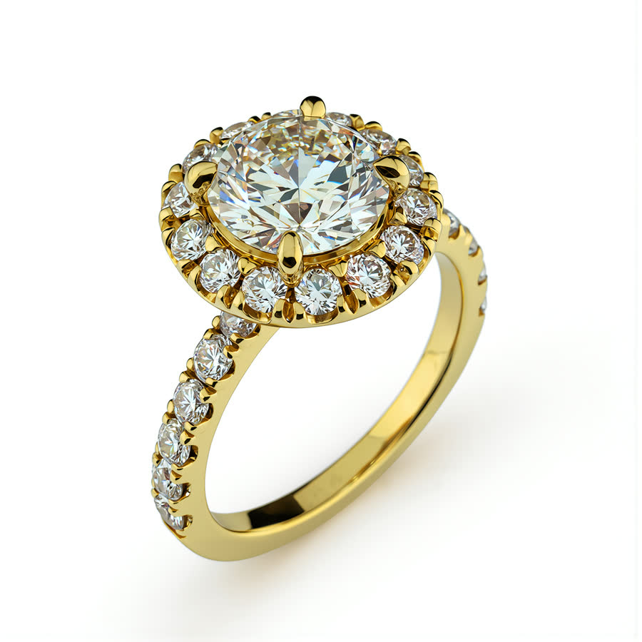 14K Yellow Gold Natural diamond Ring · R-0103