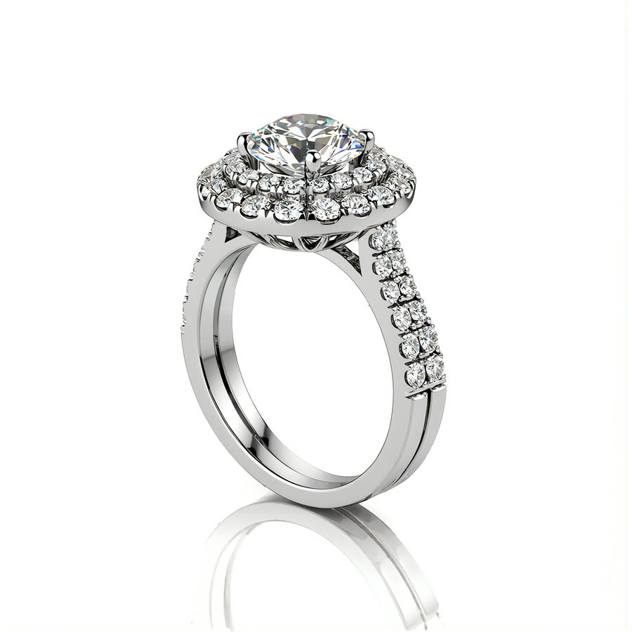 18K White Gold Natural diamond Ring · R-0105
