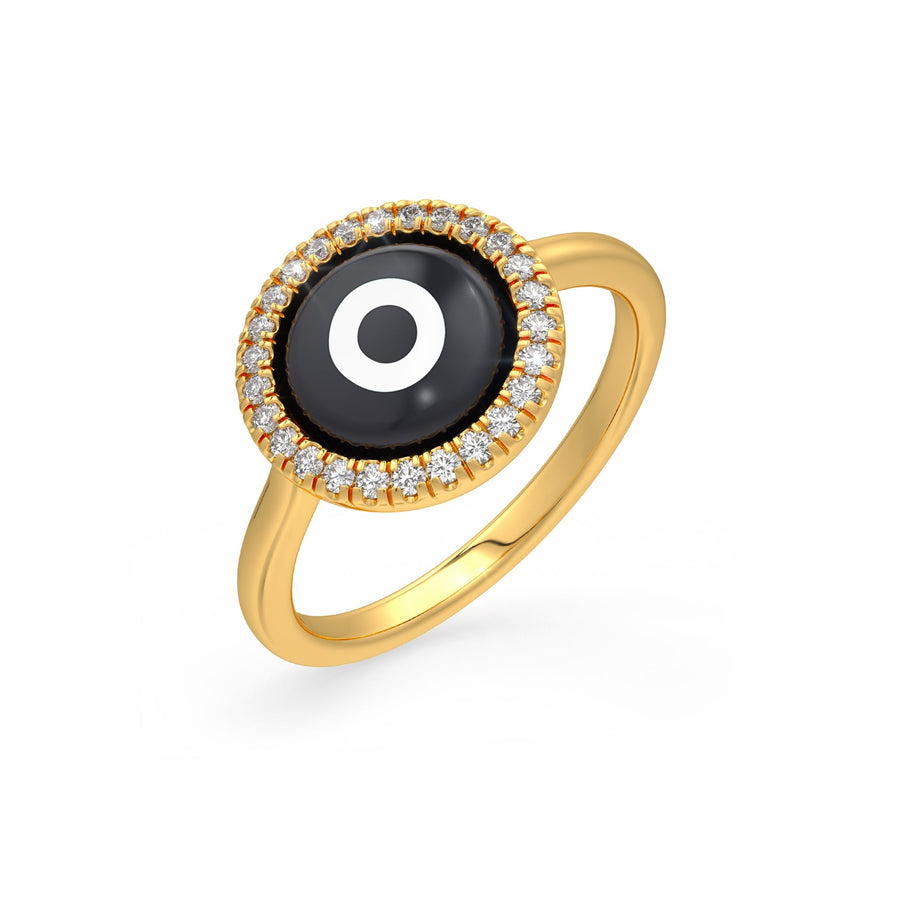 Black Evil Eye Charm Ring