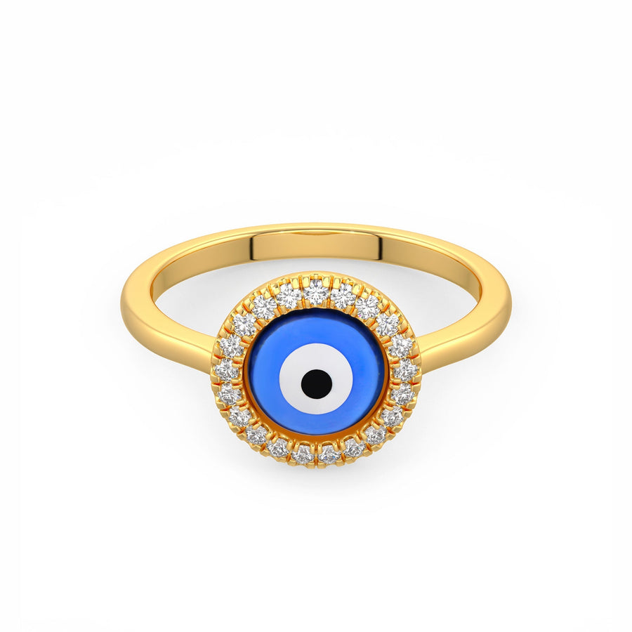 Blue Evil Eye Charm Diamond Ring