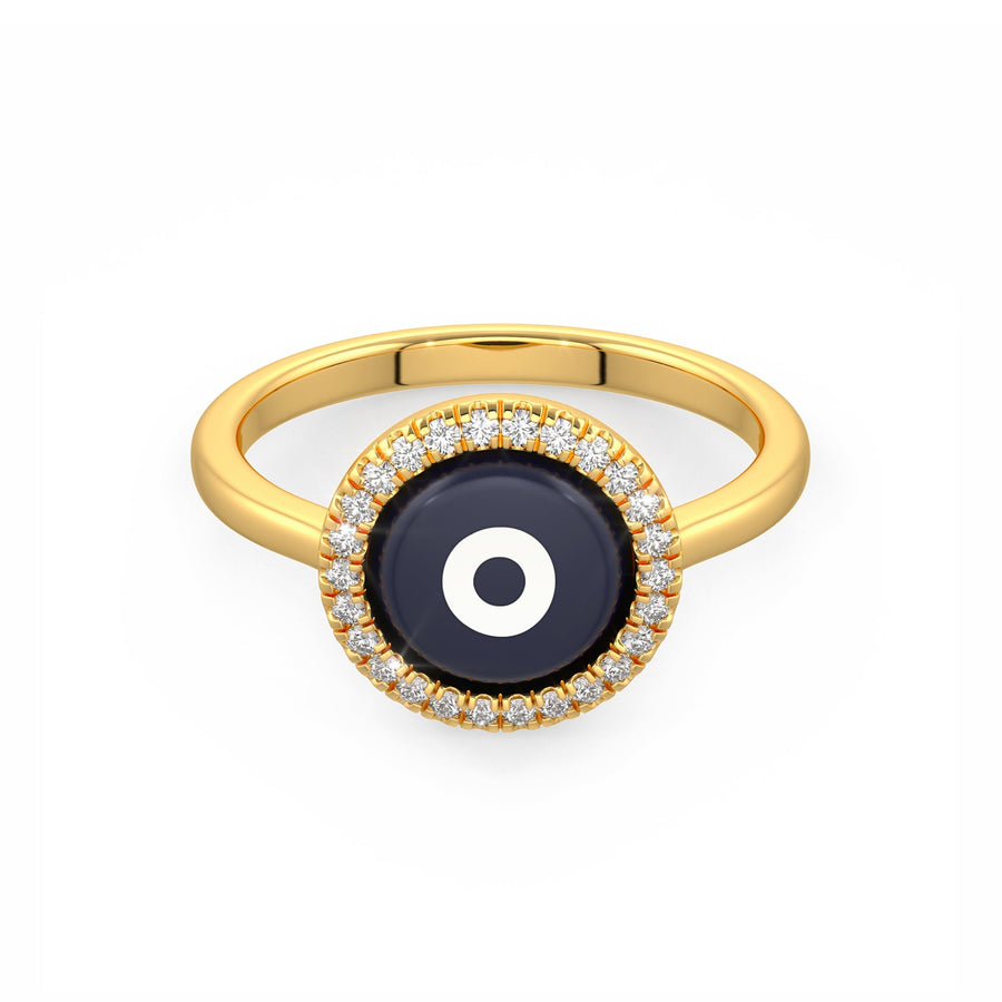 Black Evil Eye Charm Ring