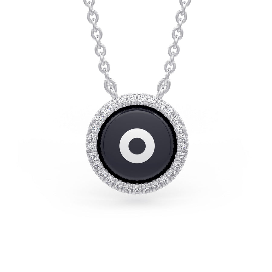 Black Evil Eye Charm Diamond Necklace