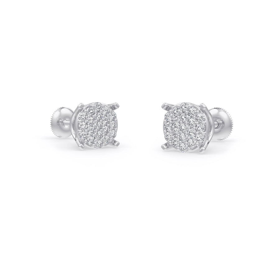 Round Pave Cluster Earrings