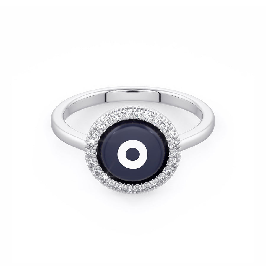 Black Evil Eye Charm Ring