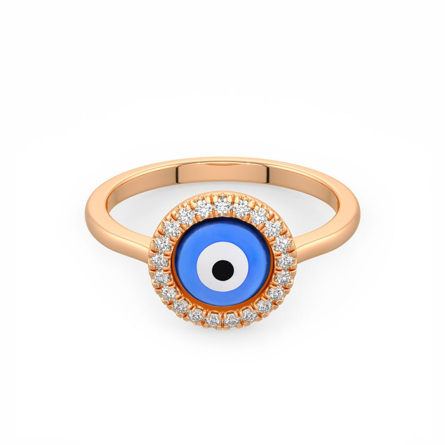 Blue Evil Eye Charm Diamond Ring